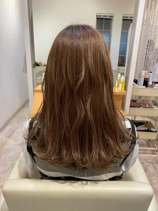 ロング カラー ブリーチなしWカラー /酸性ストレート河本のヘアスタイル