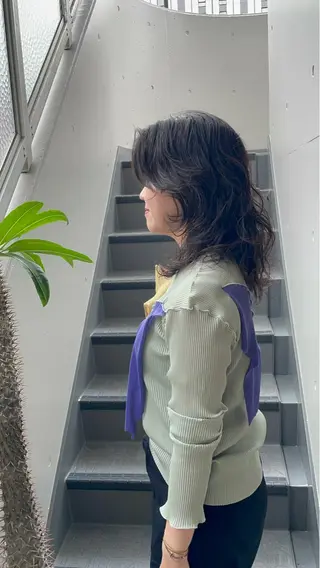 ミディアム パーマ Izumi所属・ヨシアキ/パーマ/ ウルフ/ボブ/メンズのヘアスタイル