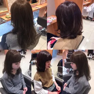 ミディアム セミロング ロング カラー パーマ レイヤーカット匠 イソザキノリユキのヘアスタイル