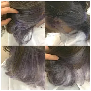 ミディアム カラー パーマ ヘアアレンジ ハイトーン特化🤍 浦住のヘアスタイル