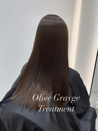 セミロング カラー 赤み消し/オリーブ カーキ/福田れんのヘアスタイル