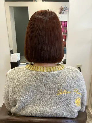 ミディアム カラー パーマ ブリーチ&ストレート 長谷川勇人のヘアスタイル