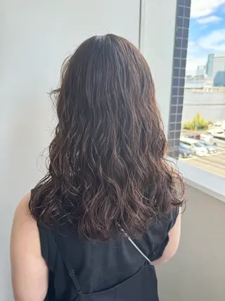 セミロング パーマ 縮毛矯正/艶髪カラー ヘアアレンジ/ひふみのヘアスタイル