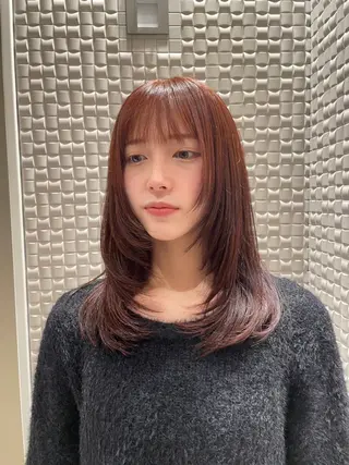 ミディアム カラー unami shibuya所属・ren ボブロブ/ミディアムのヘアスタイル