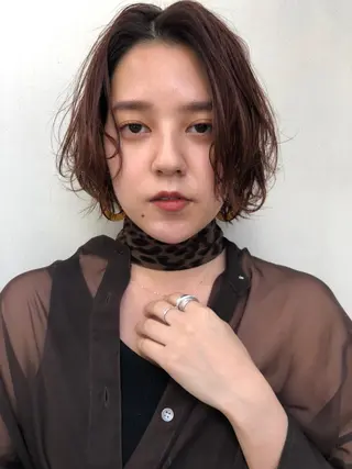 ショート カラー パーマ RUKA 美容院×ネイリストのヘアスタイル