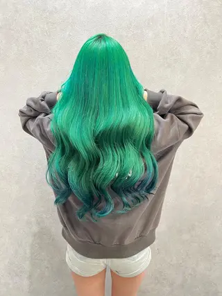 ロング カラー ヘアアレンジ ARIA💎縮毛矯正 ブリーチ💎複雑履歴のヘアスタイル