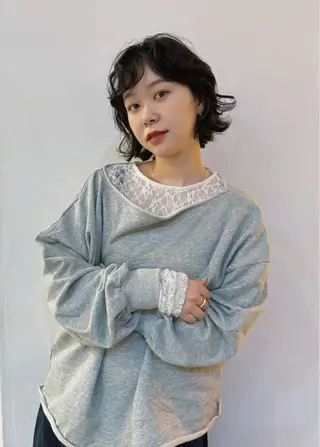 ミディアム パーマ 勝田 沙耶のヘアスタイル