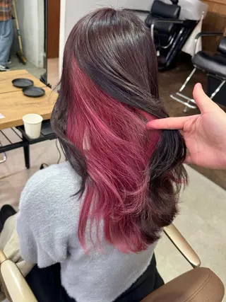 ロング カラー 切りっぱなしボブ/ ブリーチカラー/大塚のヘアスタイル