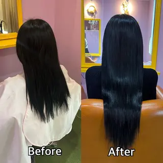 ロング シール＋ちび編み込み エクステ梅田🐨のヘアスタイル