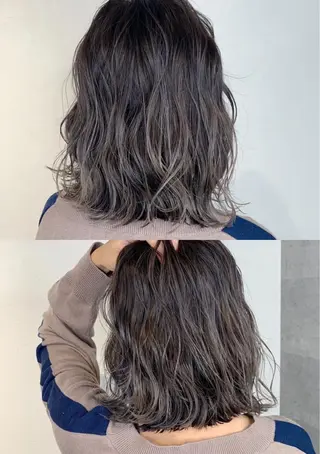 セミロング カラー _WHITE 高槻のヘアスタイル