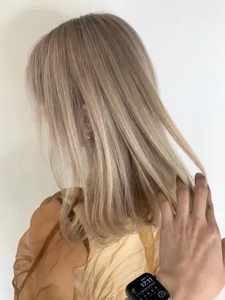 セミロング カラー ヘアアレンジ 髪質改善land千葉所属・阿部 圭悟のヘアスタイル