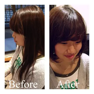 ショート ミディアム カラー アオガミ （前髪顔周りカット）のヘアスタイル