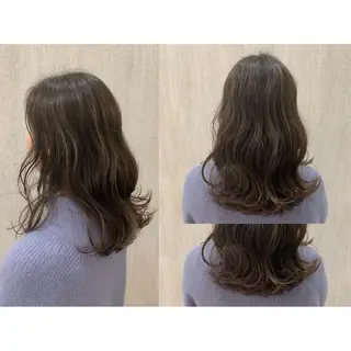 セミロング カラー ヘアアレンジ 🫧透け感⋆艶髪💎 山口アヤカのヘアスタイル