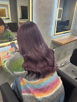 ロング カラー パーマ ヘアアレンジ 透明感ブリーチカラー 🌈TOMOHIROのヘアスタイル