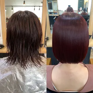 ショート カラー 美髪矯正 🌈髪質改善 山下のヘアスタイル