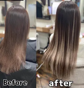 セミロング カラー 💎ルフレ歌舞伎町 💎プルエクステのヘアスタイル