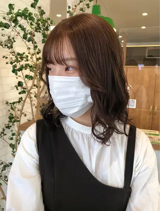 ミディアム カラー パーマ ヘアアレンジ ❣️倉敷❣️美髪 カラー能登一成のヘアスタイル