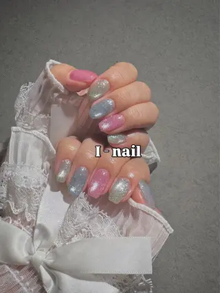 ネイル I-nailロング /ワンホン/キラキラのネイルデザイン