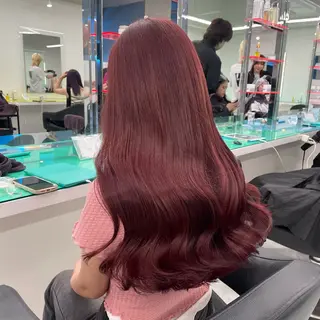 ロング カラー ヘアアレンジ 🩶学生指名No.1 レッド・ボルドー🩶のヘアスタイル