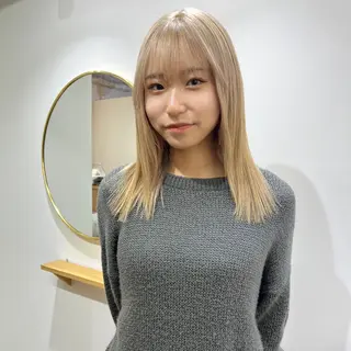 ミディアム カラー ハイトーン/心斎橋/ honomiのヘアスタイル