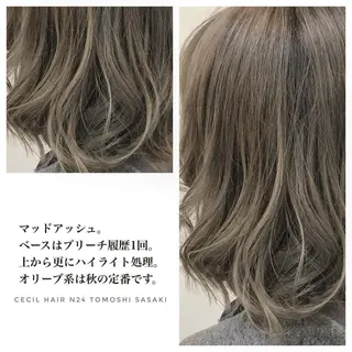 セミロング カラー ササキ トモシのヘアスタイル