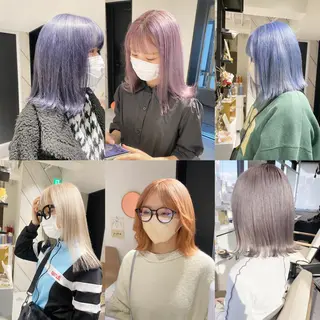 セミロング デザイン🥇複雑履歴 ハイトーン特化のヘアスタイル