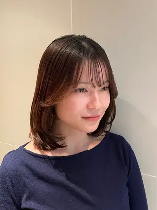 ミディアム パーマ 縮毛矯正/レイヤー /ひかるのヘアスタイル