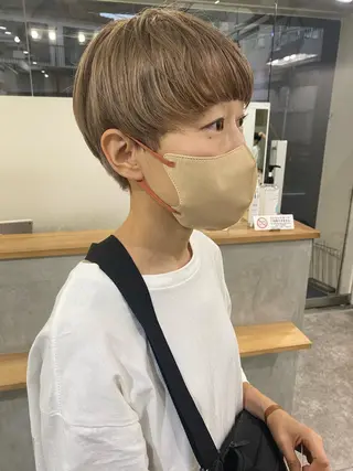 ショート カラー 森貴裕/ベージュ/ パーマ/オリーブのヘアスタイル