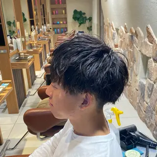 ショート カラー パーマ ヘアアレンジ メンズ シャドウパーマ 石見のヘアスタイル