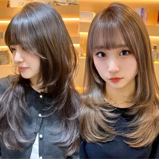 ミディアム カラー パーマ ヘアアレンジ 🏆ハッシュカット× 髪質改善🏆カイトのヘアスタイル