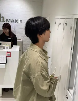 ショート カラー パーマ メンズ 【シャドウパーマ センターパート】義心のヘアスタイル