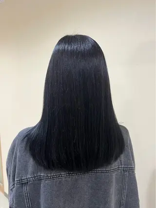 セミロング カラー 艶カラー/暗髪/韓国 /着付け/ムカワのヘアスタイル