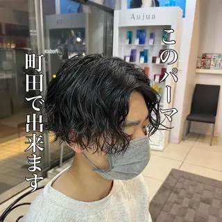 ミディアム パーマ メンズ 韓国風メンズ/毛流れ ヘアなら須田龍世のヘアスタイル