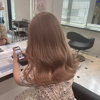 セミロング カラー ヘアアレンジ 韓国レイヤー&ピンク 艶髪🩶maikoのヘアスタイル