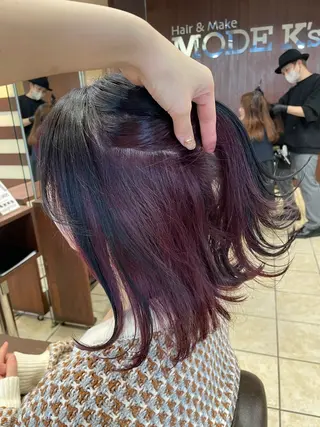 セミロング カラー 桑田 新菜のヘアスタイル