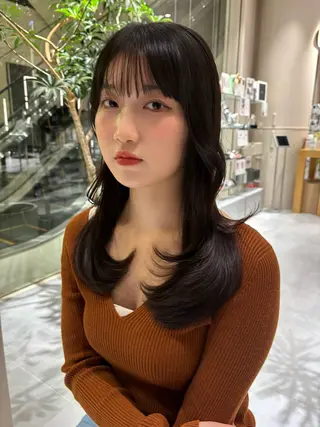 ミディアム 🫧暖色愛され透明感 🍒カラー千優のヘアスタイル