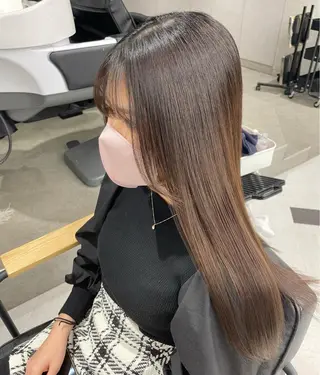 ミディアム カラー パーマ ヘアアレンジ メンズ キッズ ネイル マツエク・マツパ アイブロウ mona/ ストレートスタイル✨のヘアスタイル