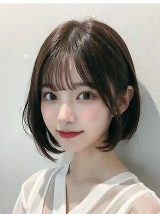 ミディアム カラー 山崎/ボブ縮毛矯正 レイヤー髪質改善のヘアスタイル