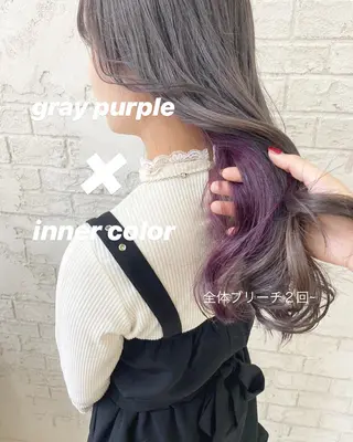 ロング カラー オリーブ/アッシュ やわらか透明感カラーのヘアスタイル