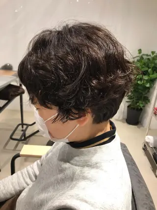 ショート パーマ 暖色カラー🍊 ボブ🌿顔周りcutのヘアスタイル