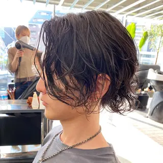 ミディアム パーマ ダブルカラー/ ケアブリーチ/クニトのヘアスタイル