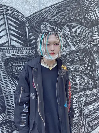 ショート カラー パーマ ヘアアレンジ メンズ haco+所属・🌈派手髪エクステ ブレイズ🌈ひろとのヘアスタイル