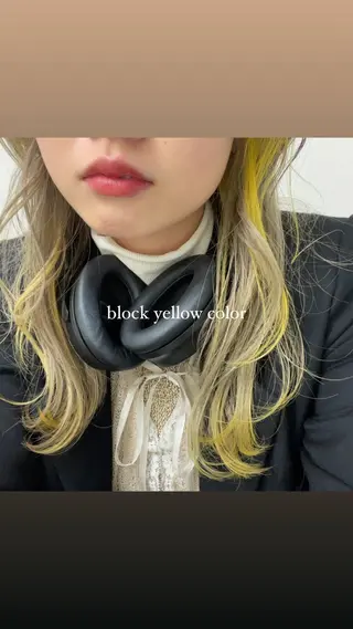 セミロング カラー ヘアアレンジ ブリーチモデル/ カットモデル/Riaのヘアスタイル