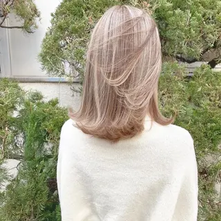 セミロング カラー 韓国風×透明感カラー 髪質改善オタベシンヤのヘアスタイル