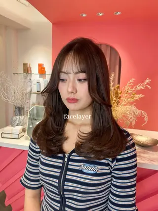 ミディアム カラー 山崎/ボブ縮毛矯正 レイヤー髪質改善のヘアスタイル