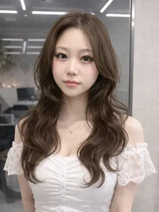 カラー ロング 髪質改善/韓国ヘア /透明感カラー🧸のヘアスタイル