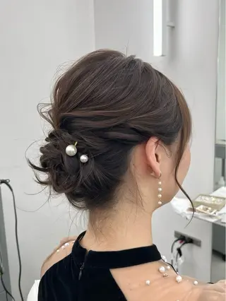 セミロング ヘアアレンジ レイヤーカット顔周り /アレンジ伊藤彪真のヘアスタイル