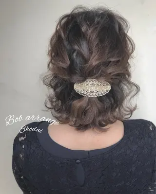 ショート ヘアアレンジ ハイライト、レイヤー カット/西梅田/中西のヘアスタイル