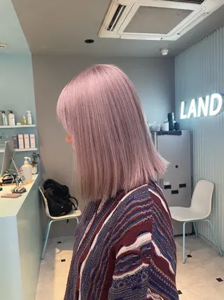 ミディアム ブリーチ✖️ 縮毛LANDのヘアスタイル