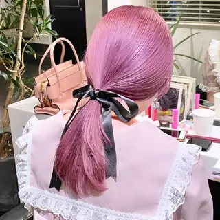 セミロング カラー 💗ガーリーヘア🎀 saki💗のヘアスタイル